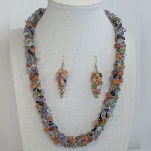 Vintage Stauer 140 Carat, 9 Gemstone Fiesta Necklace & Earrings Set